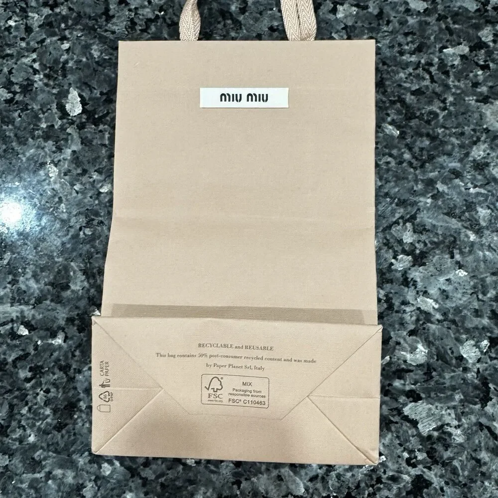 Miu Miu Shopping Tote Ribbon Pink Empty Paper Gift Bag 10 x 6.5 x 3.5